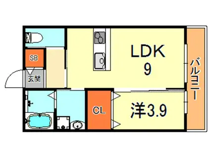 ダミエール御影(1LDK/2階)の間取り写真