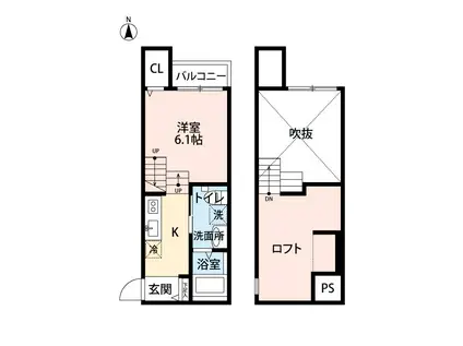 FOREST高木 フォレスト(1K/2階)の間取り写真