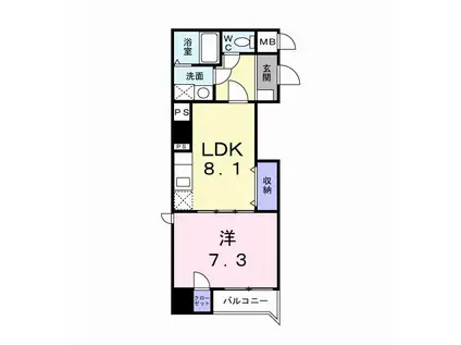 地下鉄堺筋線 恵美須町駅 徒歩7分 7階建 築21年(1LDK/7階)の間取り写真