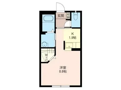 プレミアムフーガ(1K/2階)の間取り写真