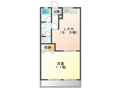 ハイムE(1LDK/4階)の間取り写真