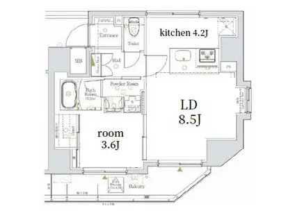 LOG本所吾妻橋/ログ本所吾妻橋(1LDK/4階)の間取り写真