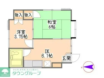 エンゼルハイツ(2DK/1階)の間取り写真