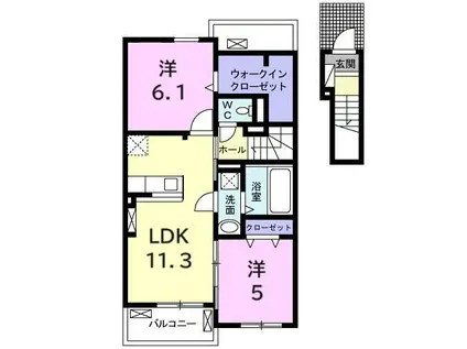 メゾン ド リヴェールIII(2LDK/2階)の間取り写真