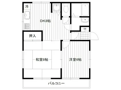 サンフラッシュ国立(2DK/1階)の間取り写真