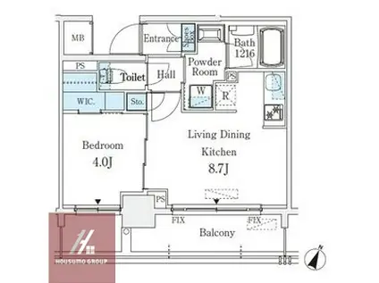 京町堀ビューアパートメント(1LDK/5階)の間取り写真