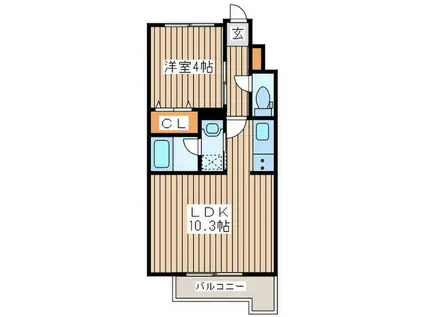 THE IOT HARANOMACHI α(1LDK/4階)の間取り写真