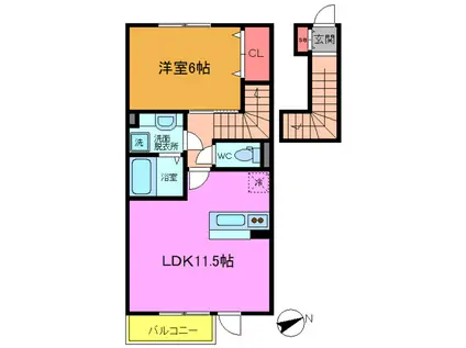 さくら館V(1LDK/2階)の間取り写真