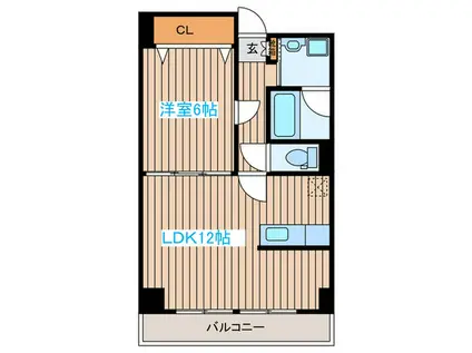 サークル10ビル(1LDK/4階)の間取り写真