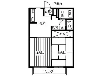 アムーホーム(2DK/2階)の間取り写真