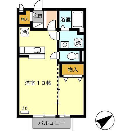 シャルマン・ドミール(ワンルーム/2階)の間取り写真