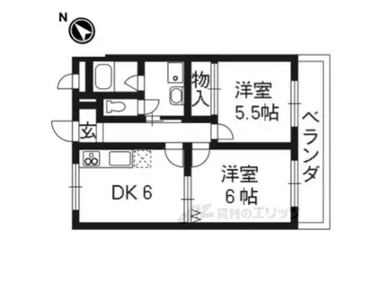 第5サンライフ瀬田(2DK/1階)の間取り写真
