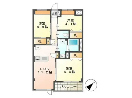 ラフィーネ(3LDK/1階)の間取り写真