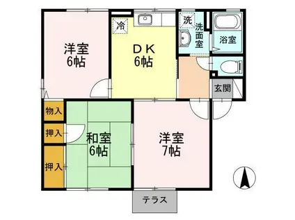 コンフォート山下A(3DK/1階)の間取り写真