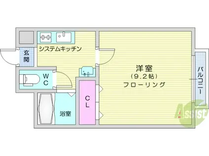 セゾンハウス(1K/2階)の間取り写真