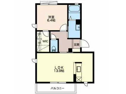 LE PRUNIER B棟(1LDK/2階)の間取り写真