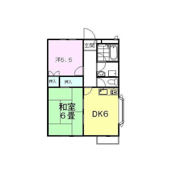 B・S・T A棟(2DK/2階)の間取り写真