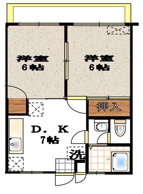 スターライトシティ小茂根(2DK/2階)の間取り写真