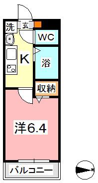 プリマローズ日ノ出町(1K/3階)の間取り写真