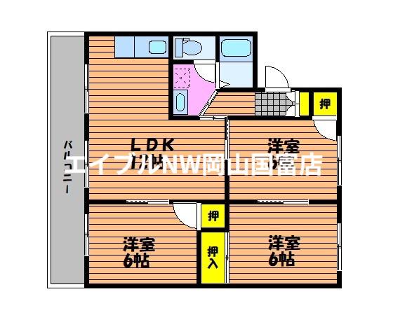 コーポアルザス D(3LDK/2階)の間取り写真