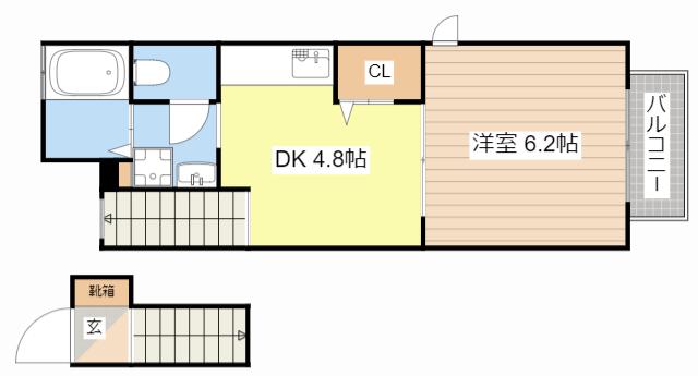 パル151(1DK/2階)の間取り写真