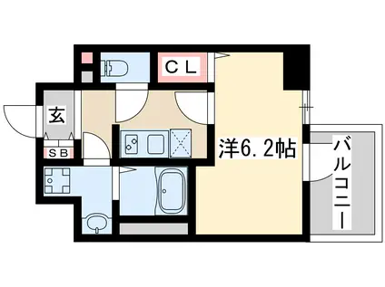 エレガントレジデンス淀川(1K/9階)の間取り写真