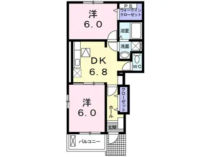 ラフレシールI(2DK/1階)の間取り写真