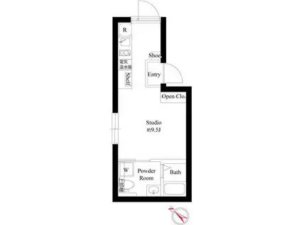 CASA PIAZZA三ノ輪(ワンルーム/2階)の間取り写真