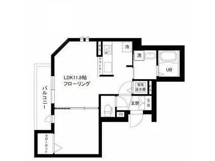 クレスト自由が丘(1LDK/2階)の間取り写真