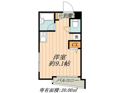 フレンドリーマンション(ワンルーム/3階)の間取り写真