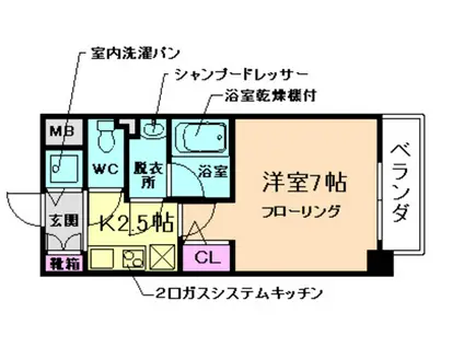 モンリベルテ箕面(1K/7階)の間取り写真