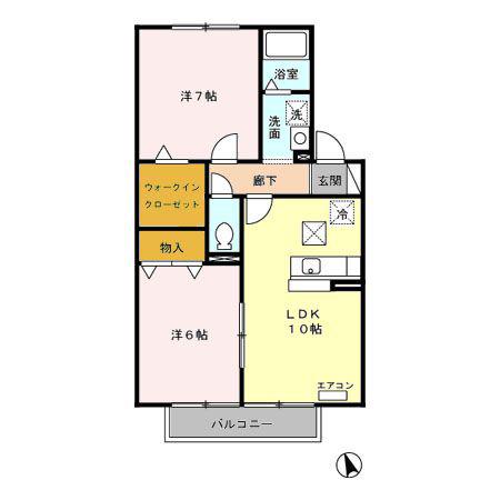 ひだまりC(2LDK/1階)の間取り写真