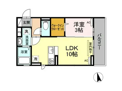 エル・ソル大和(1LDK/3階)の間取り写真