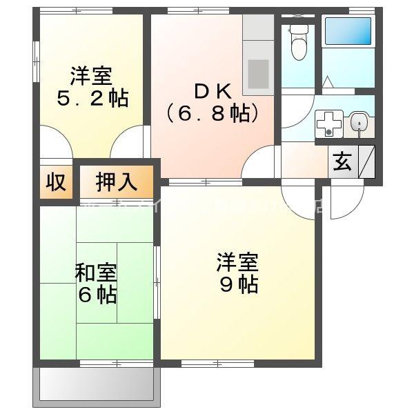 メゾン7B棟(3DK/2階)の間取り写真