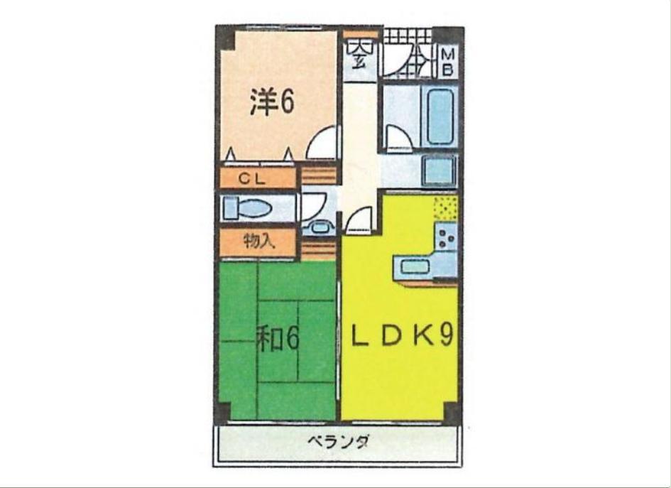 ペンコート芦屋(2LDK/2階)の間取り写真