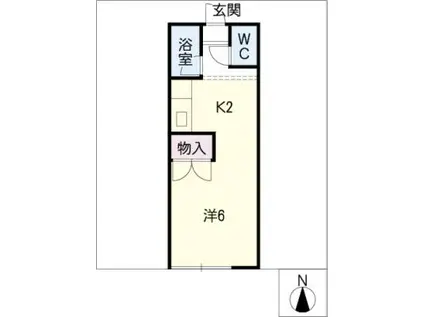 スカイハイツ(1K/2階)の間取り写真
