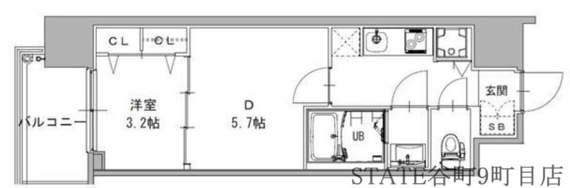 S-RESIDENCE日本橋QUALIER(2K/2階)の間取り写真