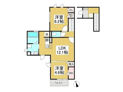 ペッシェ キューブ(2LDK/2階)の間取り写真