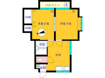 サンハイム坂井(2DK/2階)の間取り写真