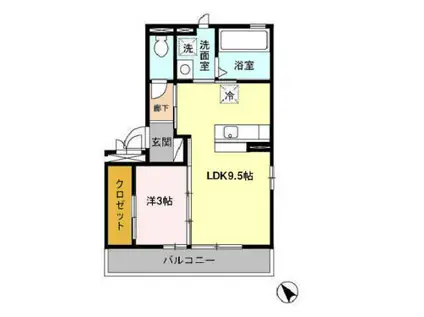 リュミエールIII(1LDK/2階)の間取り写真