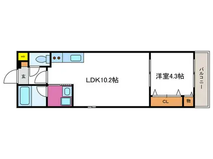 DEAR COURT 野里(1LDK/3階)の間取り写真