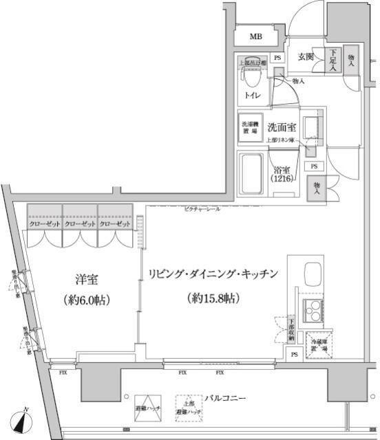 パークハビオ渋谷本町レジデンス(1LDK/3階)の間取り写真