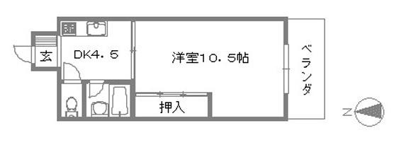 東洋プラザ高倉(1DK/1階)の間取り写真