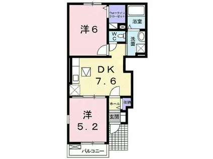 カーサエテルノTS(2DK/1階)の間取り写真