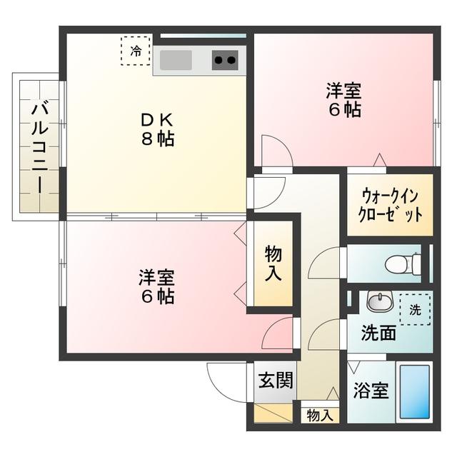 グリーンコート堺東B棟(2DK/2階)の間取り写真