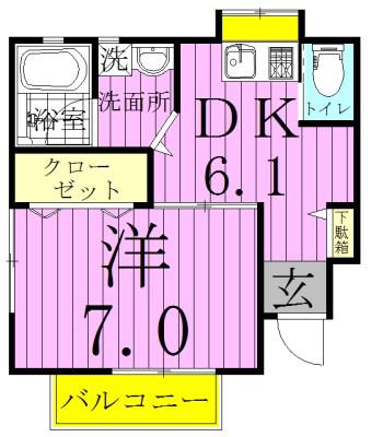 マイルーム藤IV(1DK/1階)の間取り写真