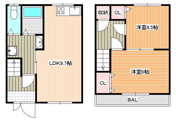 アビリオ本郷(2LDK/1階)の間取り写真