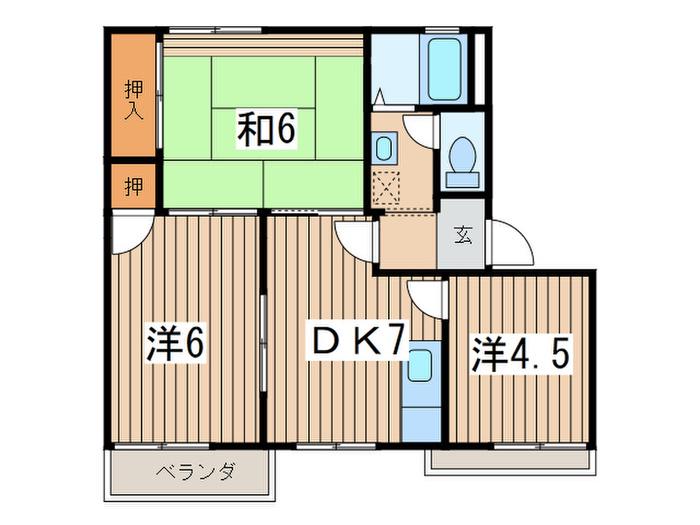 寺の上サニーコートII(3DK/2階)の間取り写真
