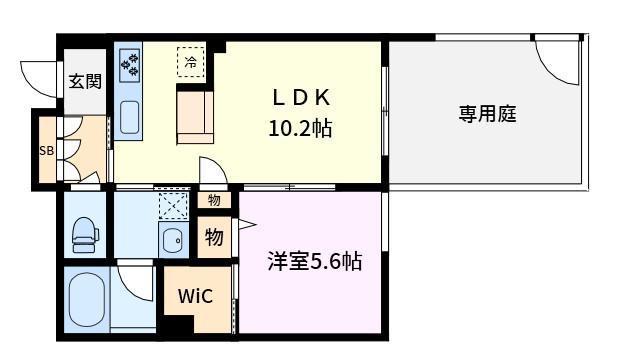 ルボア浦和(1LDK/1階)の間取り写真