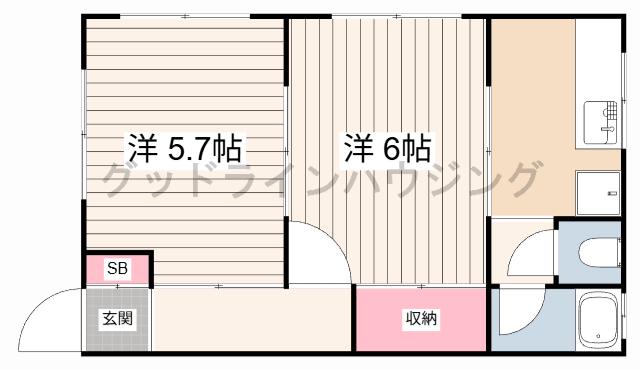 大開マンション黒川(2K/2階)の間取り写真